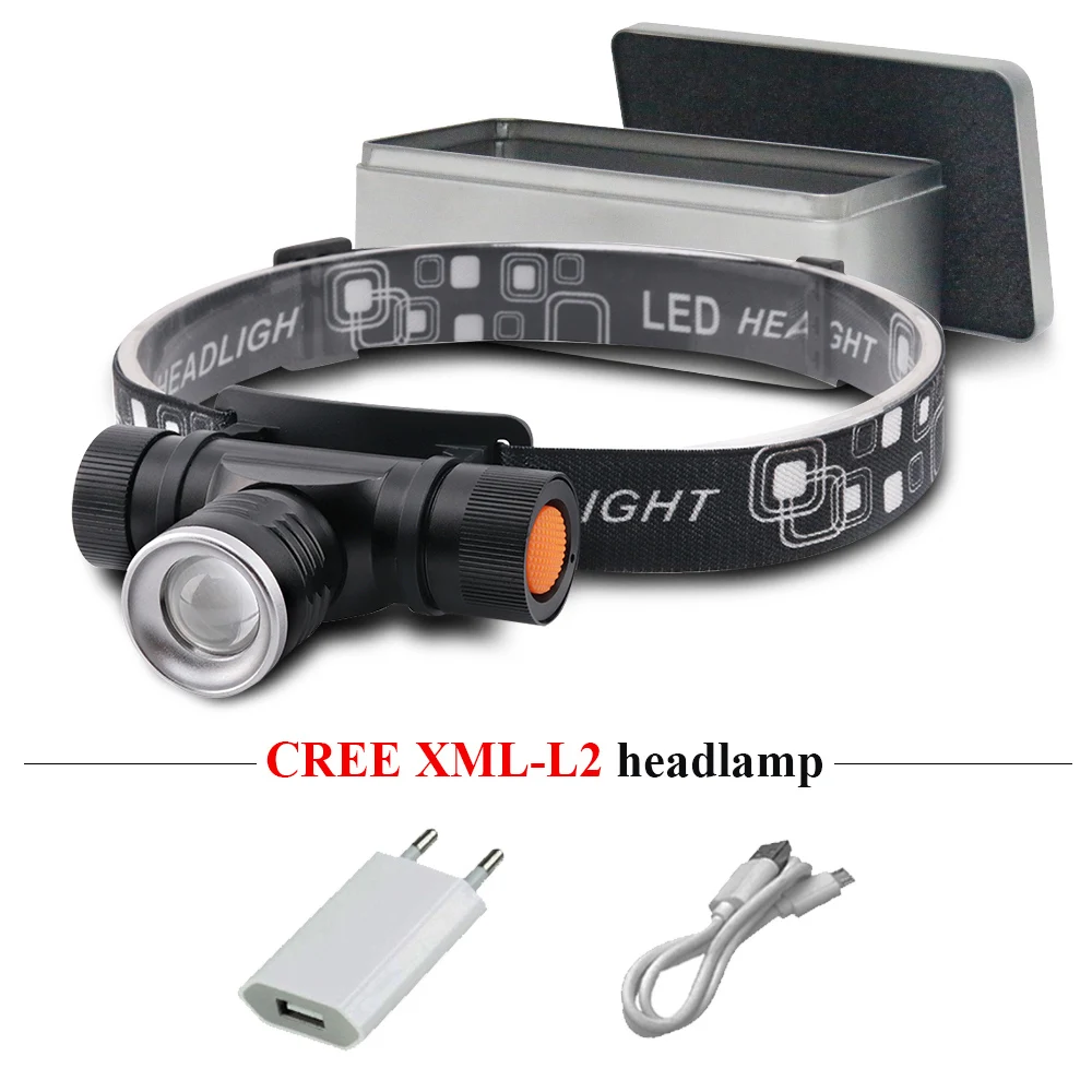 

xm-l2 headlamp camping lampe frontale puissante rechargeable usb led head lamp head torch lantern headlight zoom 18650waterproof