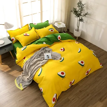 

Solstice Home Textile Yellow Gray Eye Simple Bedding Sets Duvet Cover Pillowcase Flat Sheet Boy Teen Adult Girls Bed Linen Queen