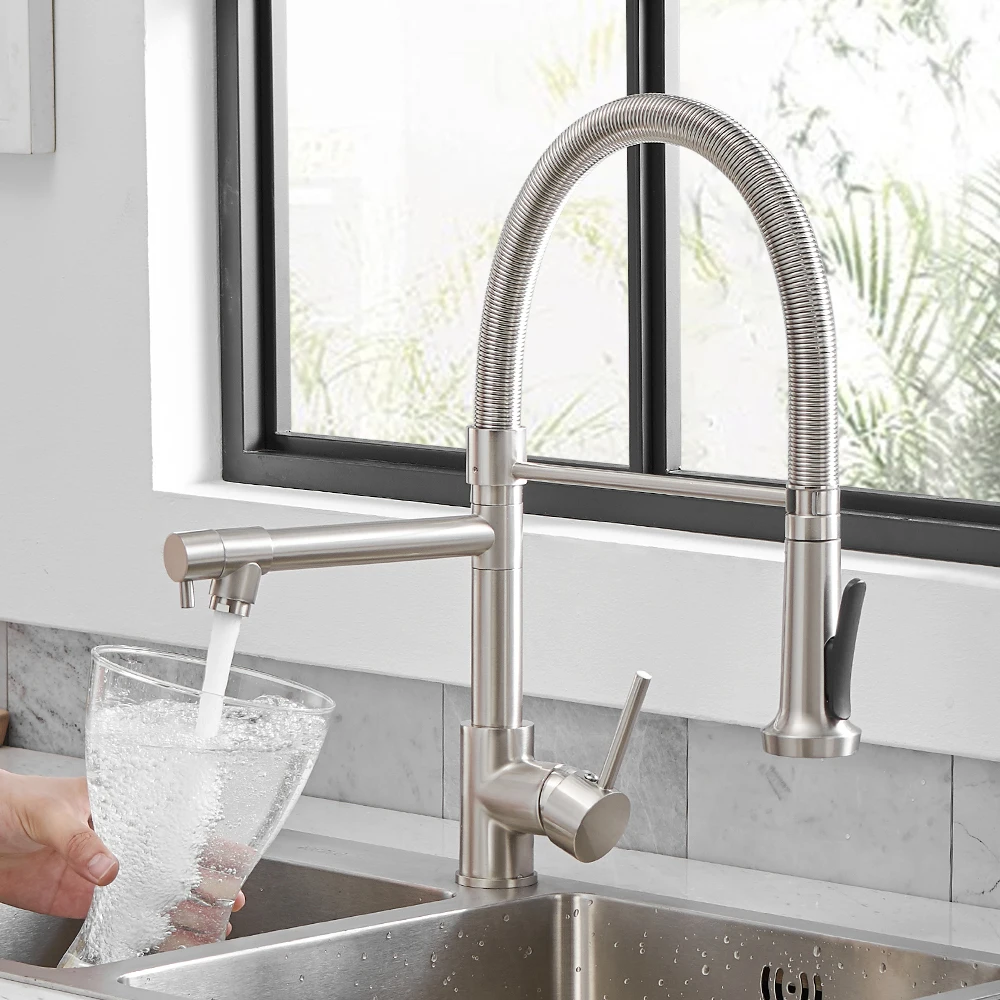 Kitchen Water Taps Sink Faucet  Kitchen Normal Hot & Cold Deck Mounted Single Hole Water Mixer Crane Tap with Dual Spout  866038