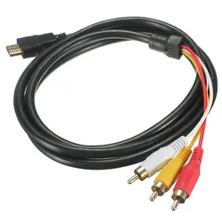 Черный 5 футов 1,5 м HDMI штекер до 3 RCA Видео Аудио AV кабель адаптер для HDTV 1080P