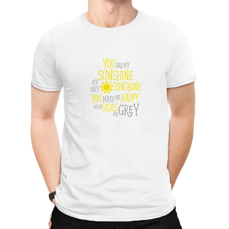 

LUSLOS you are my sunshine my only sunshine white t-shirt men's tshirt summer short sleeve male t-shirt camiseta hombre