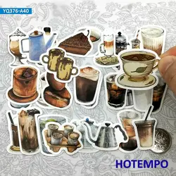40 pcs Mignon Café Boissons Art Style Kawaii Voyage Mini Journal Scrapbook Téléphone Ordinateur Portable Autocollants pour Ordinateurs Portables Papeterie Tasse Autocollant 