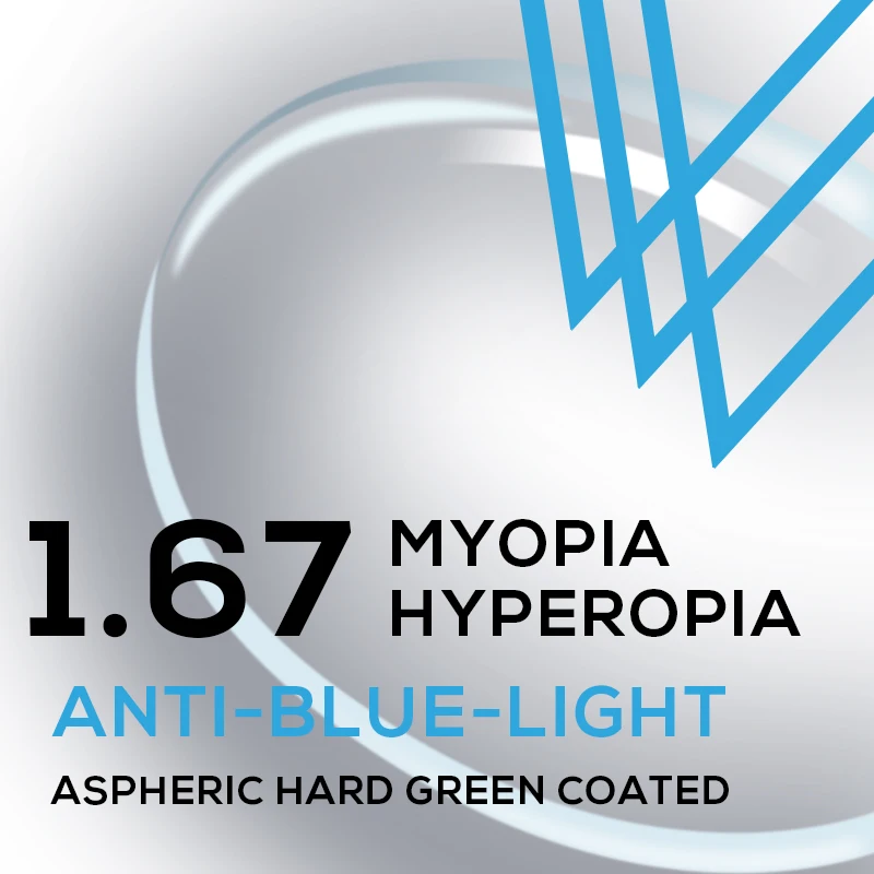 1.56 1.61 1.67 (+10.00~-10.00) Anti Blue Light Prescription CR-39 Resin Aspheric Glasses Lenses Myopia Hyperopia Presbyopia Lens
