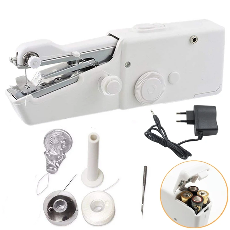 Mini Portable Hand Sewing Machine Quick Handy Stitch Sew Needlework Cordless Clothes Fabrics Household Electric | Дом и сад