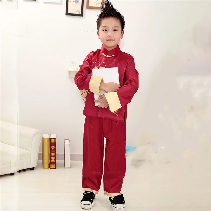 Goede Kdis Kostuum Chinese Stijl Jas Broek Pak Kung Fu Uniform Nieuwe Jaar Hanfu Mannen Festival Outfits Kinderen Traditionele Kleding