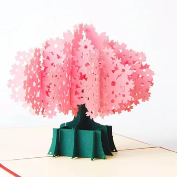 

3D Greeting Card Paper Sculpture of Cherry Blossom Creative Kids Gift Christmas Decoration Supplies Invitation Card