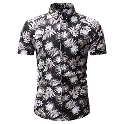 Slim Fit Рубашка с короткими рукавами Для мужчин сорочки в Для Мужчин's новинка моды летнего сезона, в 2019