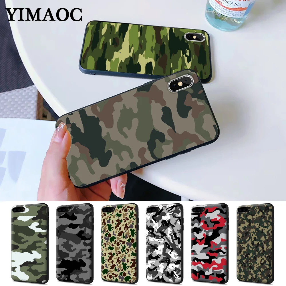 

Camouflage Pattern Camo military Army Silicone Case for iPhone 5 5S 6 6S Plus 7 8 X XS Max XR