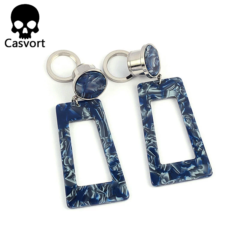 Casvort 2 шт Акриловые Висячие беруши ювелирные украшения для пирсинга закручивающаяся задняя часть туннель с двумя расширяющимися концами Ушные Тоннели хорошее серебро пара