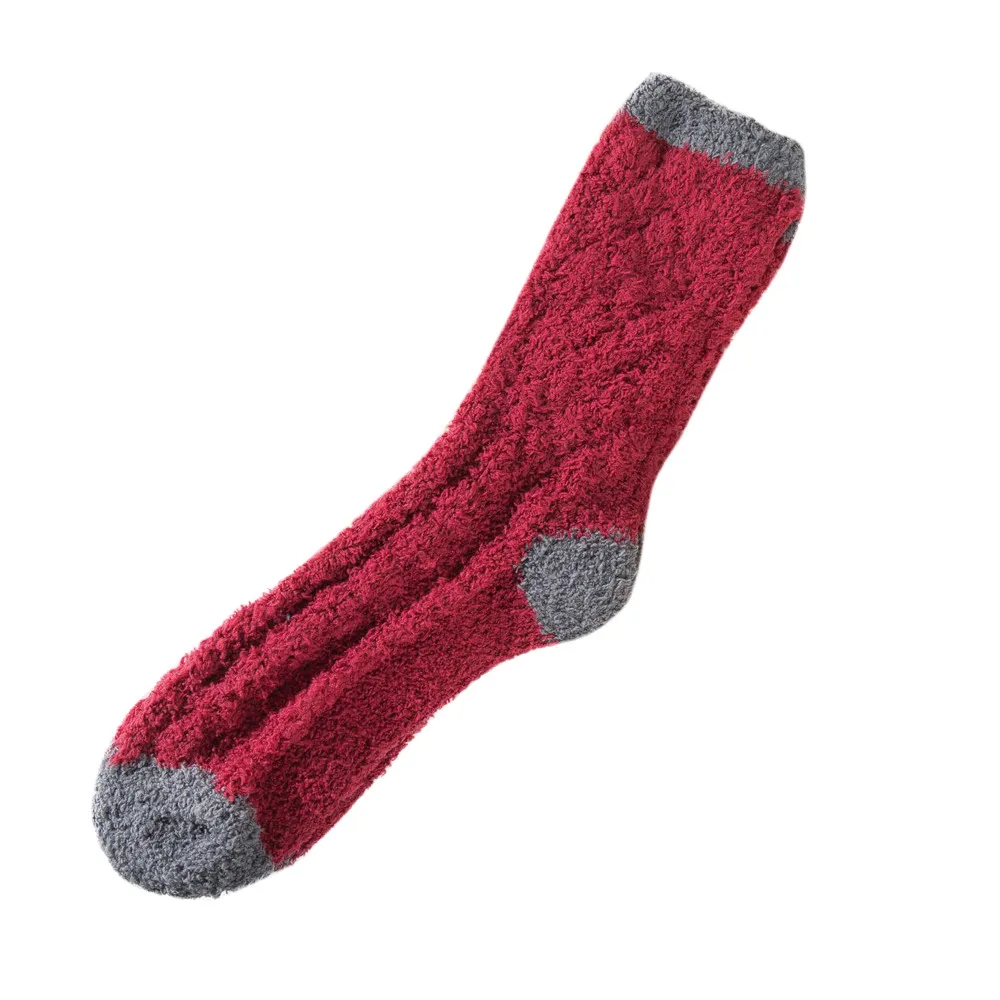 Женские носки из кораллового флиса; хлопковые толстые Нескользящие удобные мягкие теплые носки-тапочки; chaussette femme; зимние носки - Цвет: G