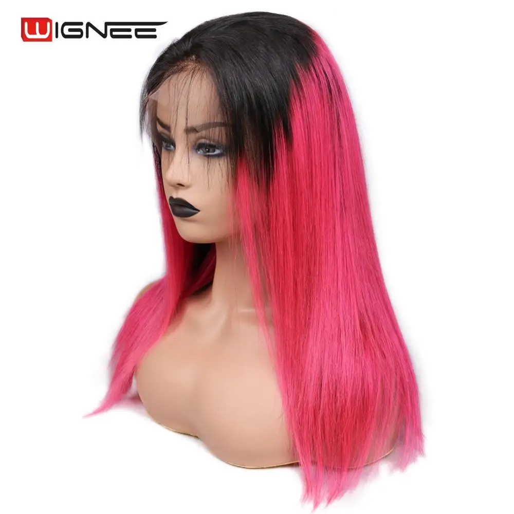 Wignee 13*4 Кружева спереди прямые волосы человеческие для чернокожих женщин 150%