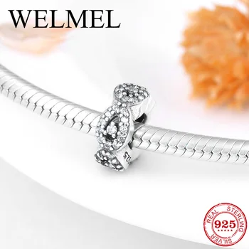 

2018 fashion 925 Sterling Silver Connect Water drop shape CZ interval beads Fit Original Pandora Charm Bracelet Jewelry making