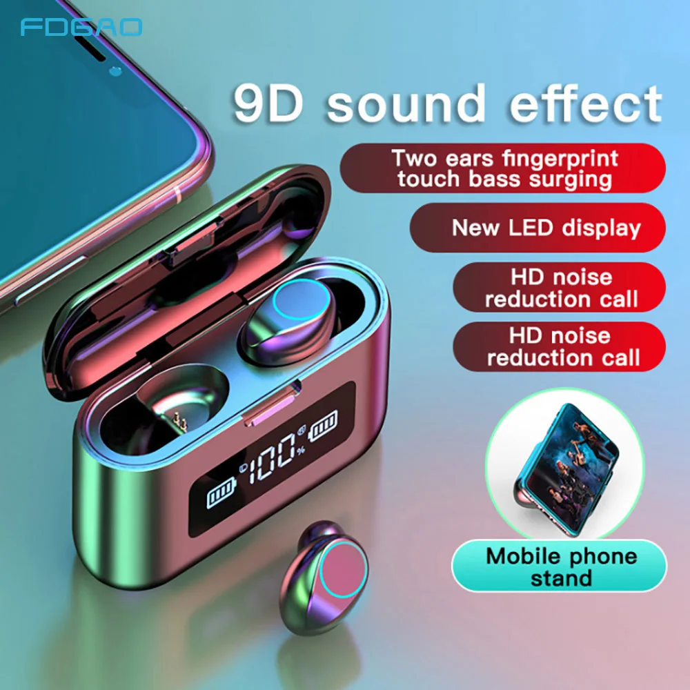 Bluetooth V5 1 Earphones Wireless Headphones With Microphone Sports Waterproof Headsets 2000mAh Charging Box For iPhone Samsung