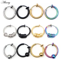 Alisouy 1 adet sahte burun halkası Punk dudak burun mandalı sahte Septum Piercing burun halkası Hoop dudak çember yüzük kulak küpe göbek takısı