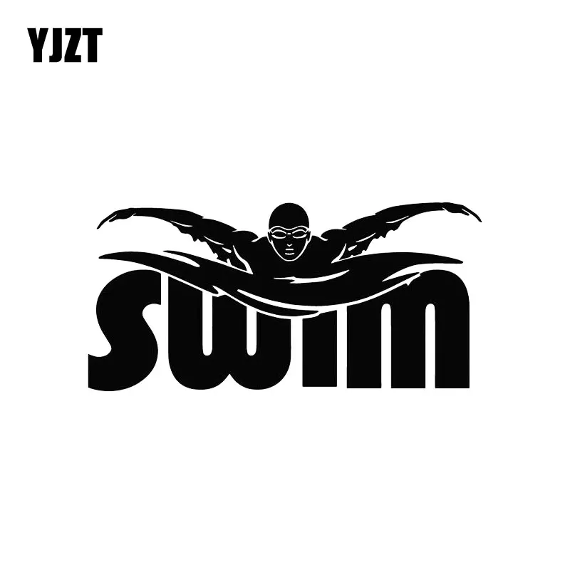 YJZT 16CM*7.7CM Swim Player Athletic Sport Creative Car Styling Vinyl Sticker Black/Silver C31-0162 | Автомобили и мотоциклы