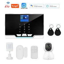 Tuya – système d'alarme de sécurité sans fil, wi fi, Gsm, 433MHZ, avec capteur de porte, applications de contrôle, Smart life, fonctionne avec Alexa