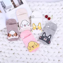 Настоятельно рекомендуем! 5 пар, женские носки с рисунками, яркие цвета, Осень-зима, модные носки с животными, для девушек и девушек, забавные хлопковые Повседневные носки с собачкой