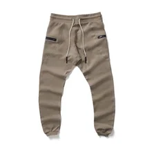 Мужские спортивные штаны для бега с большим карманом, Осенние повседневные однотонные облегающие спортивные штаны с кулиской и манжетами, Мужские штаны для бега