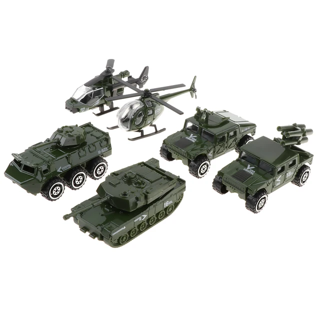 6 Pieces 1:87 Diecast Alloy Military Vehicle Tank Toy Playset for Kids Gifts 5