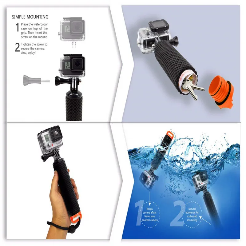 5 шт. водонепроницаемый плавающий ручной захват для GoPro Hero 7 6 5 4 Session Handler Mount аксессуары комплект для спортивных экшн-камер