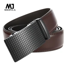 Мужской деловой ремень MEDYLA, брендовый дизайнерский Клетчатый Ремень с автоматической пряжкой, черный мужской ремень с пряжкой