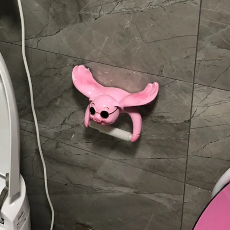 

Nordic Creative Piggy Puppy Paper Towel Holder Home Decoration Accessories Kitchen Toilet Wall Free Punch Resin Craft Ornaments