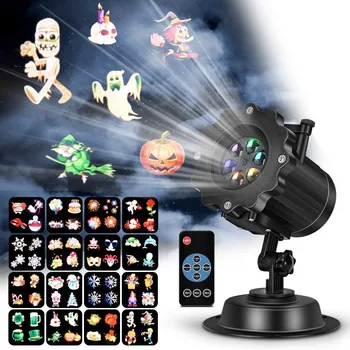 

LED Christmas Halloween projection lamp Flood Light with 16 slides Laser Outdoor And Garden Decoration for Holiday Party Light