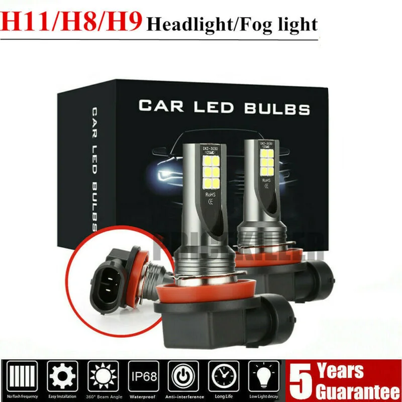 Автомобиль H11 светодиодный фары вождения Противотуманные лампы 12 V-24 V 6000K IP68 Часть Замена