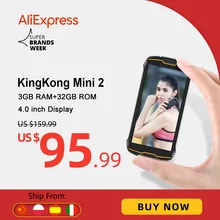 Cubot kingkong mini2 telefone áspero 4 "qhd + tela impermeável 4g lte duplo sim android 10 3gb + 32gb 13mp câmera mini telefone face id Cubot King Kong MINI 2