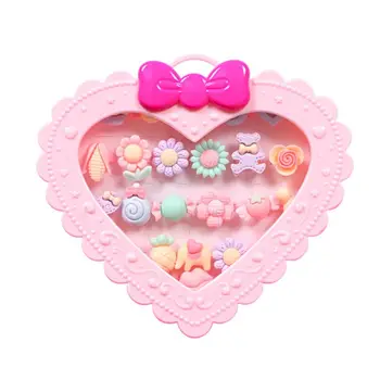 

20pcs Girl Warm Color Rings With Bow Tie Box Princess Jewelry Fancy Gift Kids Toy