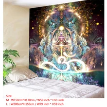 Enipate Indian Statue Meditation Tapestry Wall Hanging Mandala Tapestries Wall Cloth Psychedelic Wall Hanging Carpet Home Decor