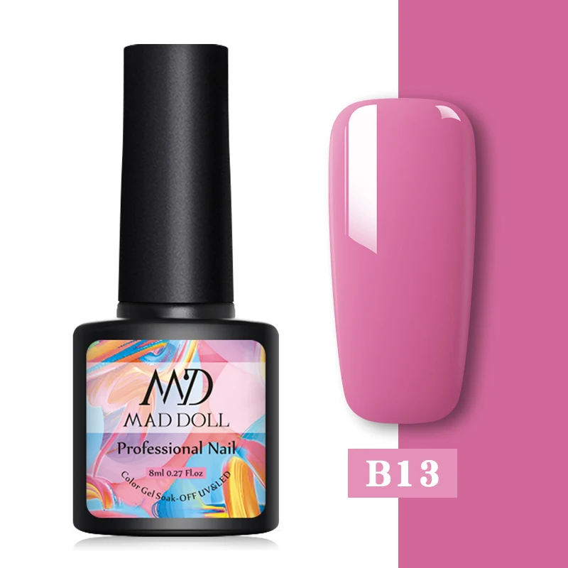 B13 MAD DOLL, Термальный гель для ногтей, меняющий цвет, блестки, отмачиваются, УФ-гель для ногтей, лак для ногтей, дизайн ногтей, сделай сам, украшение - Цвет: B13