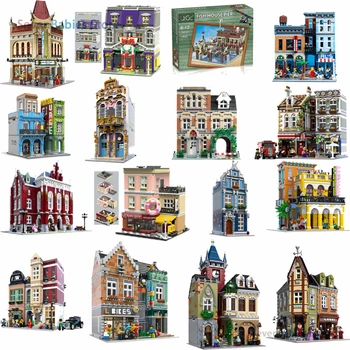 

MOC City Streetview Blocks The Brickstive Havana Cafe Bike Shop Building Blocks Sets Bricks Lepining Streetview Toys Girls Boys