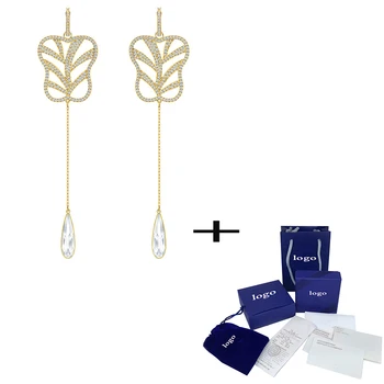 

2019 Fashion Jewelry New MY HERO FAN Pierced Earrings Gold Banana Plane Flowy Line Crystal Female Stud Earrings Romantic Gift