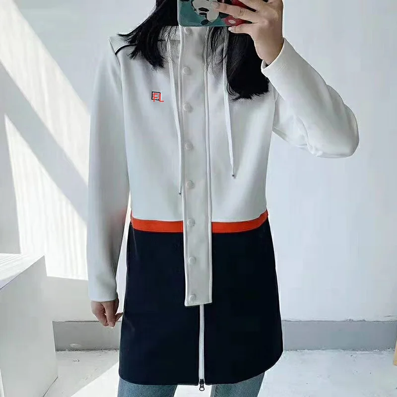 

Women Windbreaker Coat Hooded Winter Warm Female Windproof European Fashion Zipper Patchwork Broadcloth Designer British Style
