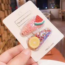 Корейский стиль зыбучие пески фрукты заколки Дети BB сбоку клип онлайн знаменитостей прозрачный цвет мультфильм головной убор ребенок милый сторона