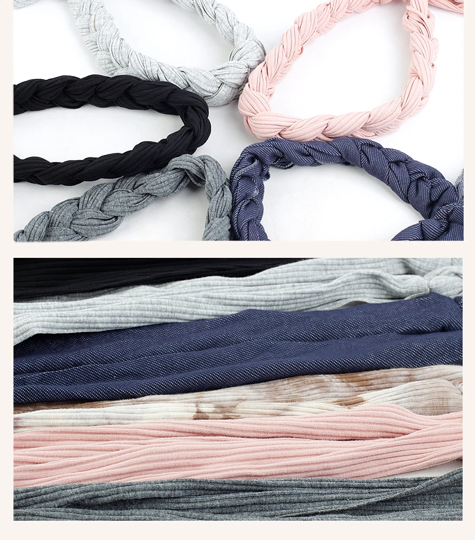 Geebro Women Ribbed Braid Headband Tie dyeing Hair Accessories New Ladies Denim Boho Hair Ties Hairband Turban Christmas