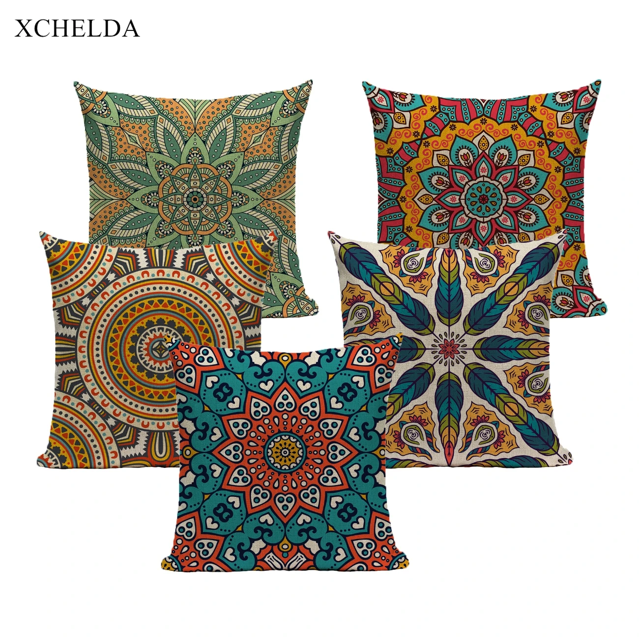 Boho Style Decorative Sofa Cushions Cover Home Decor Custom Pillowcase Mandala 45*45 40X40 Linen Couch Throw Pillow Case