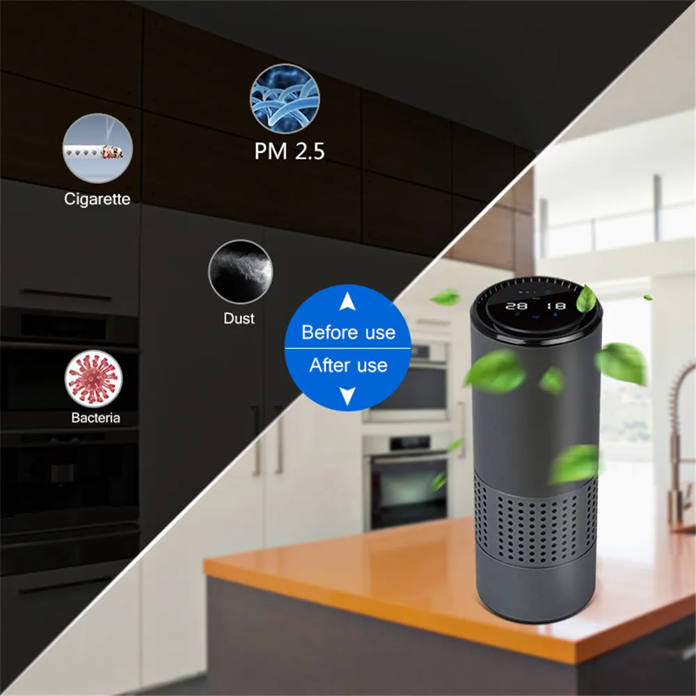 

DC 5V Car Air Purifier Negative Ions Air Cleaner Ionizer Air Freshener Auto Mist Maker for Car Home Office Sliver