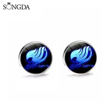 SONGDA новейший Феи Хвост уха ногтей Fairy Tail(Guild) значок серьги-гвоздики минимализм аниме логотип серьги из стекла кабошона для мужчин и женщин