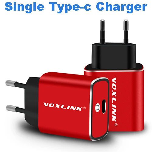 Red-EU Plug VOXLINK зарядное устройство типа c Быстрая зарядка PD 18 Вт 3,0 USB-C настенное/дорожное зарядное устройство Быстрая зарядка для мобильных телефонов для samsung S9 Xiaomi huawei - Тип штекера: Red-EU Plug