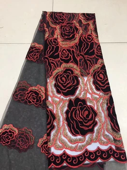 

African Lace Fabric 2020 High Quality Lace Purple Embroidered Tulle Lace Fabric Nigerian Bride Sequins Tulle Lace Fabric FJ28171