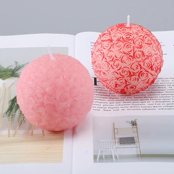 

rose flower ball DIY Plaster candle Mould For home Decoration Silicone Candle Molds Bee wax candle mold
