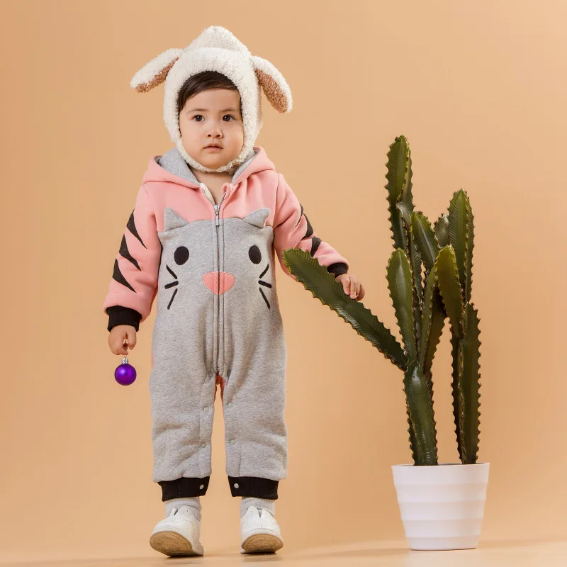 

Baby Autumn And Winter 0-1-Year-Old Clothes for Babies plus Velvet Warm Onesie Nursing Hold yi inflooring Climbing Clothes Rompe