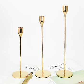

European Metal Candle Holder Simple Golden Wedding Decorative Bar Party Living Room Decorations Home Exquisite Candlestick