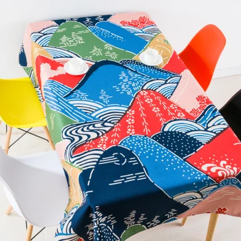 

Japanese style color mountains table cloth linen tablecloths cover towel thick rectangular antependium dining hall decoration