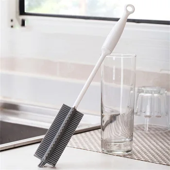 

Silicone Glass Cleaning Brush Long Handle Cup Brush Household Tea Kitchen Wash Cup Sponge Brush Home Cleaning Tools