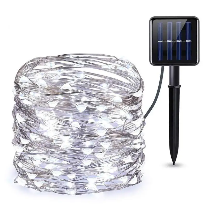 10m 15m 20m Copper Wire Waterproof Solar LED Outdoor String Lights Decoration Low Power Consumption High Brightness - Испускаемый цвет: White-15M