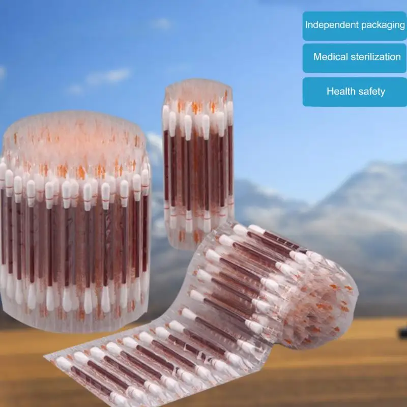50/100pcs Disposable Medical Iodine Cotton Stick Disinfected Swab Climbing Wound treatment Aid Kit Easy to carry | - Цена: 87,14 - 253,34 руб.