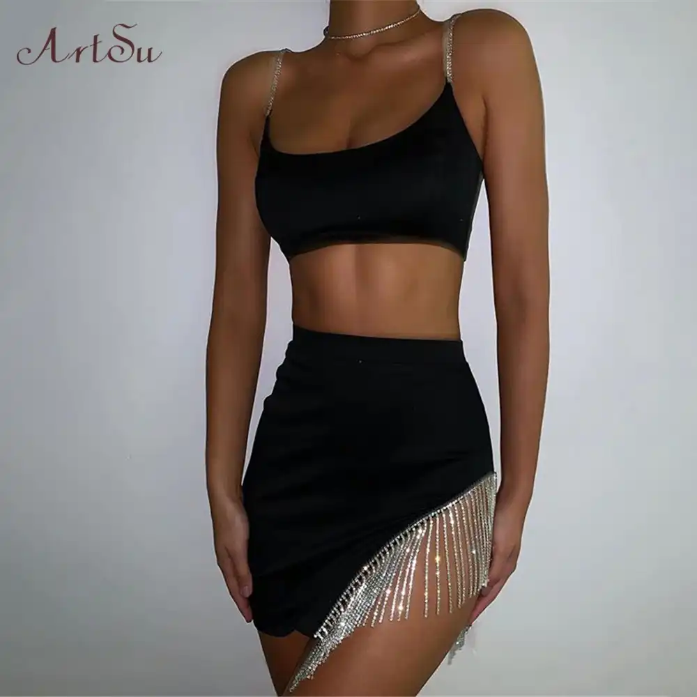 crop top and mini skirt outfit